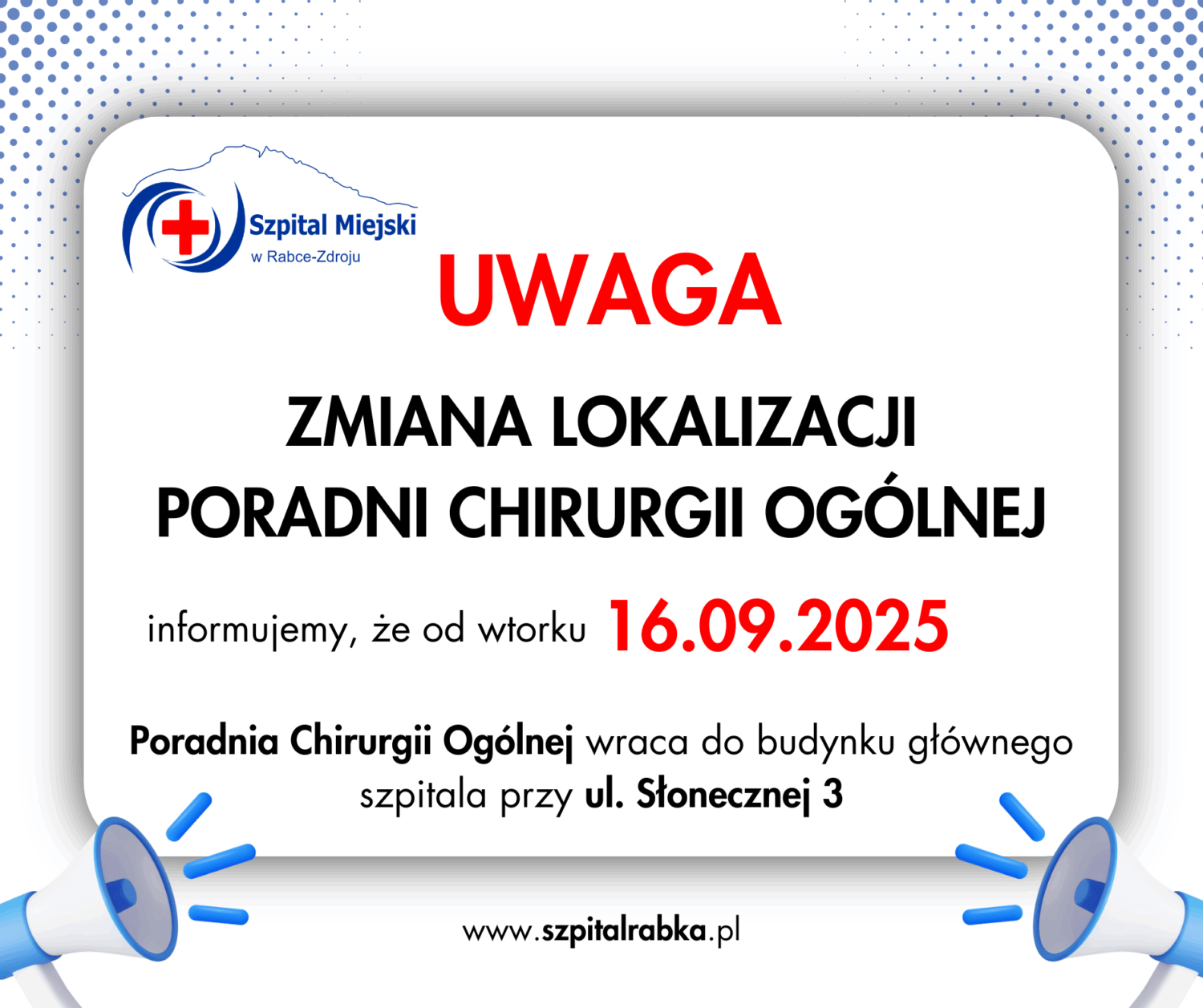 zmiana lokalizacji Poradni Chirurgii Ogólnej
